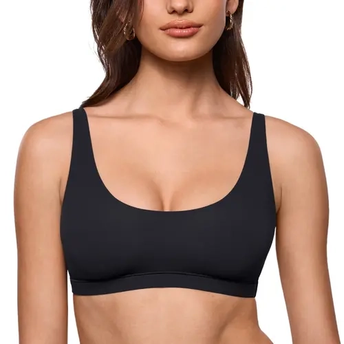 INLYRIC Women's Inbarely Soft Scoop Neck Bralette - Spaghetti Strap No Padding Unlined No Underwire Comfortable Sleep Bra