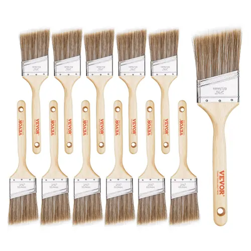【Fallpicks】VEVOR 12-Piece 2.5-Inch Angled Paint Brushes Set, Synthetic Bristles, Treated Wood Handle, Excellent Absorption, Even Paint, Fewer Marks, Smooth Finish, Latex & Oil Ready, for Cabinets, Home Improvement Supplies