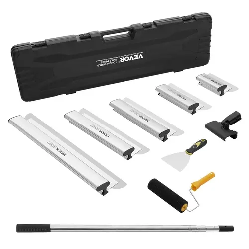 VEVOR Professional Drywall Skimming Blade Set, 5-Size Putty Knives (7/10/14/16/24 in), 34-81.6 in Telescopic Handle, Rust-Resistant Stainless Steel Tools, Easy Installation, 5 Sizes for Walls, Home Decoration
