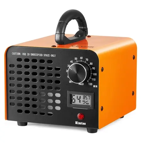 VEVOR Ozone Generator with 12000mg/h Ozone Output, 300m² Coverage, 0-120 Min Timer, 3.31lbs AC Power Unit, Insulated Rubber Handle, 7.75" x 6.89" x 6.3" Compact Space-Saving Commercial/Industrial Air Ionizer Deodorizer for Basement, Car, Home Use