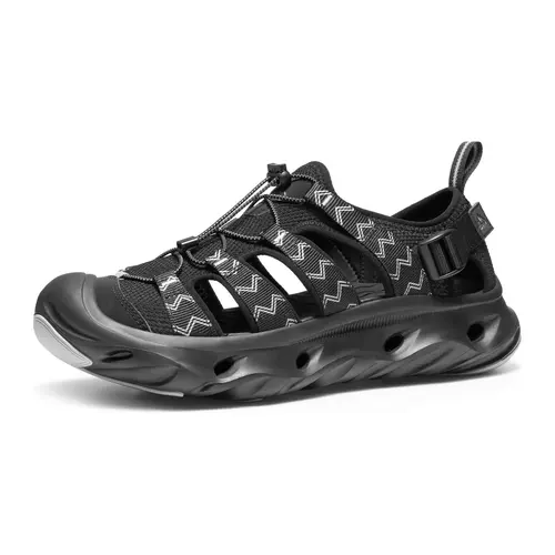 NORTIV 8 Unisex Adjustable Slip-On Closed-Toe Sandals - Lightweight Synthetics Upper, Cushioned, Breathable Sole, Arch Support Insoles, Toe Cap, Time-Saving Easy-On, Built for Walking, Hiking, Multi-Size Summer Shoes