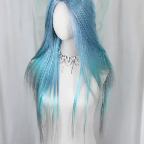 cosplay wig Long Straight Mermaid Wigs for Women, High Quality Synthetic Wig, Mixed Blue and blue Color, Perfect for Festivals, cosplay Stylish and Durable Hairpiece, Synthetic Material Wigs, Role Play Wig, Artificial Wig