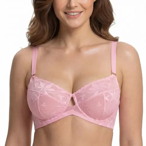 HSIA Petalia Plus Size  Unlined Seamless Semi Sheer Lace Underwire Balconette Demi No Padded Bra with High Elastic Fabric Delicate Lace Trim Cutout & Convertible Multiway Adjustable Straps