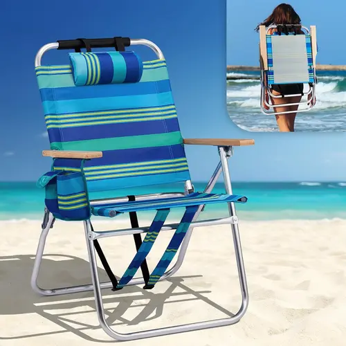 VINGLI Aluminum Alloy Folding Chair for Adults - 17" High Seat, Lightweight, Adjustable 3-Position Reclining, Dual Straps Easy Carry Bag, Cup Holder, Knee Friendly, Backpack Beach & Camping Chair