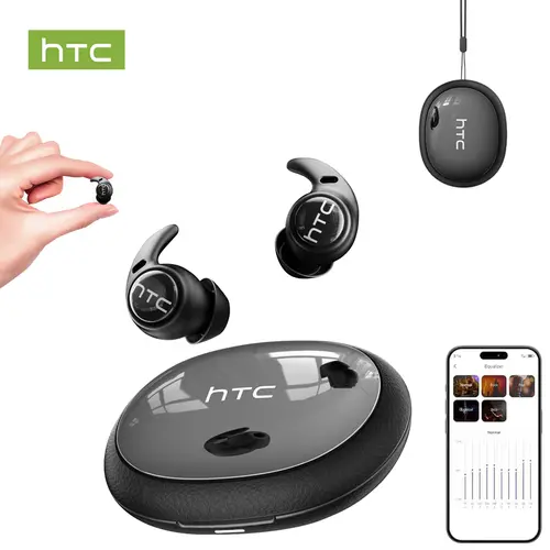 HTC NE76 Bluetooth 6.0 Wireless Earbuds - Plastic In-Ear Headset, Mini Invisible Noise-Canceling Flat-Head Audio Headphones, Sweat-Resistant, No Ear Pressure for Side Sleepers, Sleep Aid Compatible with Mobile Phones