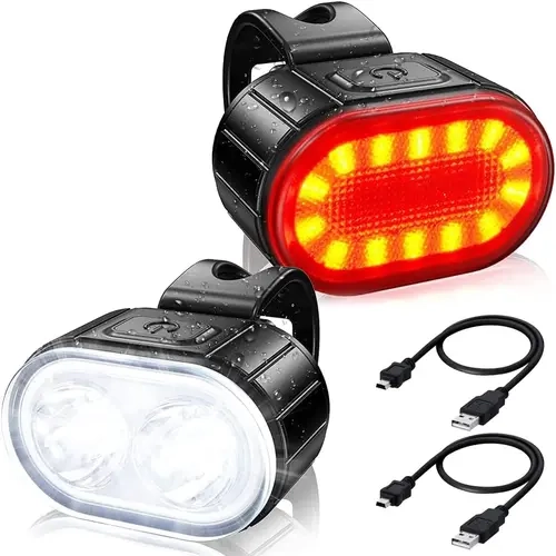 High-Visibility Bicycle Headlight - USB Fast-Charging 200 Lumens LED Bike Light Set, Waterproof Low-Light Multiple Modes Moisture-Resistant Reflectors Ebike Accessory for Adults' Night Riding