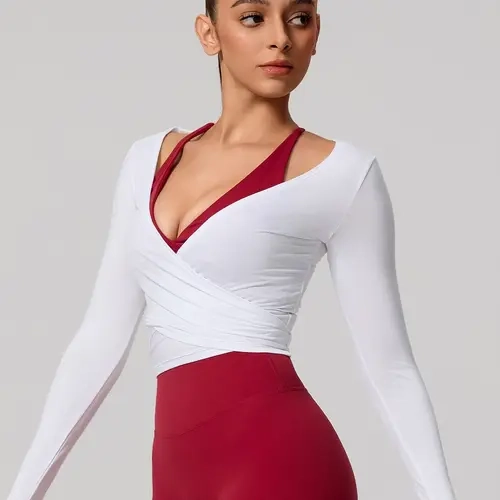 Lightweight Breathable Long Sleeve Yoga Hoodie, Adjustable Lace-Up Design, Sporty Loose-Fit, All Seasons, Plain Pattern, Gym Wear, Fitness Top