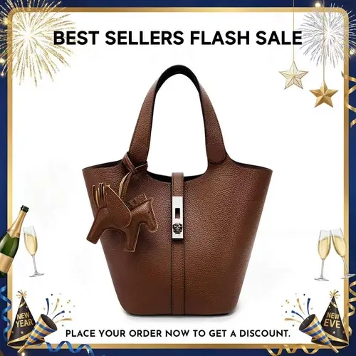 HKCLUF CN6004 CAITINA x itsmeyolandab Women's PU Leather Bucket Bag - 2026 New All-Match Fashionable Casual Trendy Handbag, Easy-Style Daily Wear Handbag Shoulder Purse (TikTok Fall Deals)