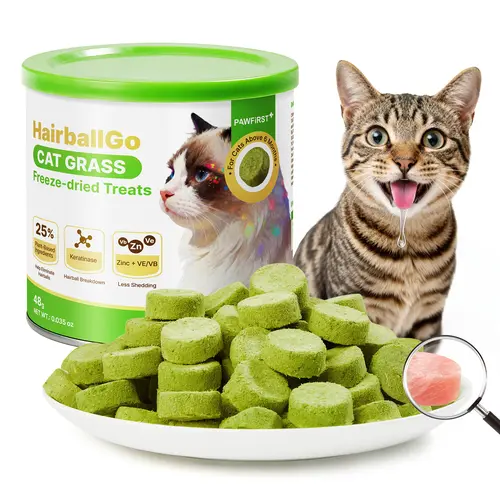 PawFirst Freeze-Dried Cat Grass Treats for Hairball Control & Digestive Health – Chicken, Natural Barley Grass & Plant Fiber – Grain-Free, Chew Toy Dehydrated Crunchy Bites for Indoor Kittens #SummerVibes #petlovers