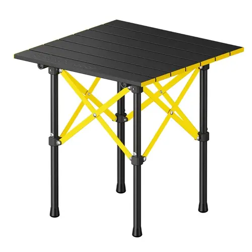 Fanttik Zeta V11 Pro Compact Aluminium Alloy Camping Table - 9.0 lbs Lightweight Roll-Up Folding Table with Carry Bag, 20s Quick Setup, 75 lbs Capacity, 16"d x16"w x16.8"h/22.9"d x23.1"w x22.7"h/27.6"d x27.8"w x26.9"h for BBQ, Garden Party, Home Use