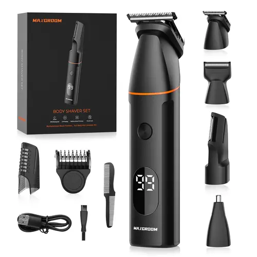 MAXGROOM 6-in-1 High Quality Wireless Hair Removal Trimmer for Men - ABS Clipper, Gentle Ceramic Blades, Adjustable Length, Waterproof Type-C Rechargeable, Wet/Dry Intimate Pubic Trimmer