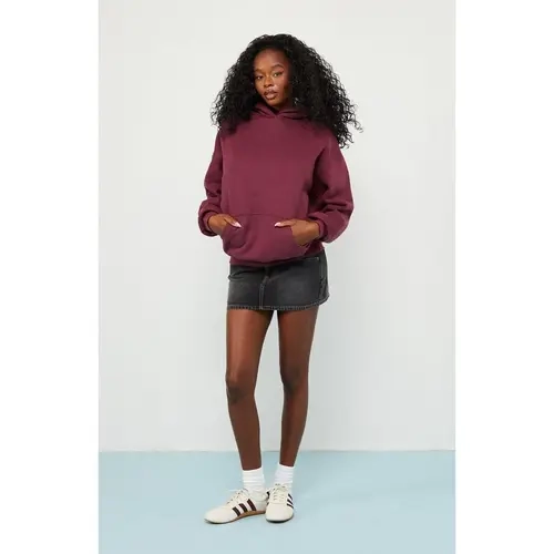 Pacsun Women's Wine Ultra Soft Fleece Core Washed Pullover Hoodie