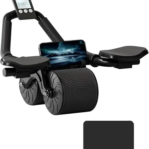 Ab Roller Wheel Workout Abdominal Fitness Wheel for Core Muscles Training with Digital Timer Phone Holder Smart Rebound Dual-Wheel Design Eco-Friendly Build maquina abdominal total body rueda summerwins,summerwins,father'sdaygifts,bathingsuitwomenset
