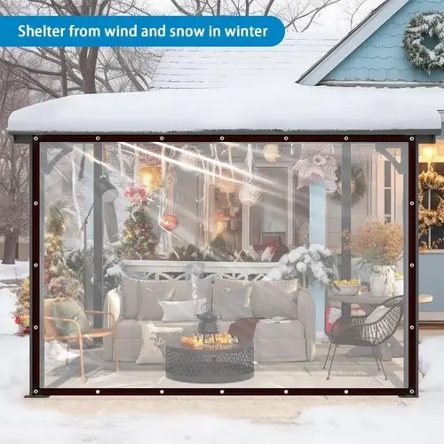 7x10 FT Fixed Size Transparent Vinyl Tarp - Waterproof Camping & Hiking Cover, Protects Swimming Pools, Cars, Porches, Garden Flower Pots, Henhouse Winter Essential (Sports & Outdoor Tents & Accessories)