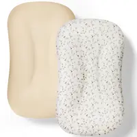 KEST NEST 2-Pack Baby Mat Covers - Silky Soft Newborn Cushion Slipcover, Breathable Baby Items, Mess-Ready Fabric, 33.9"×24", Fits Most Mats, Machine Washable, Shrink-Resistant, Floral/Plain Printed/Solid Unisex