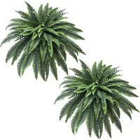 Senjie 2Pcs 48in/35in Artificial Boston Fern Plant with 55 Branches Summer Vibes Faux Greenery for Indoor Outdoor Home Decor Realistic Hanging Fern Full & Lush Needs expansion