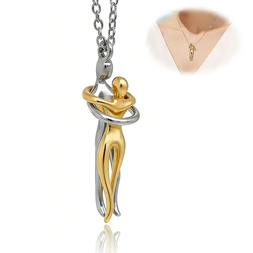 Couple Hug Necklace for Women – Romantic Christmas Gift from Boyfriend or Husband | Ready Gift Box & Love Note | Anniversary, Birthday Jewelry