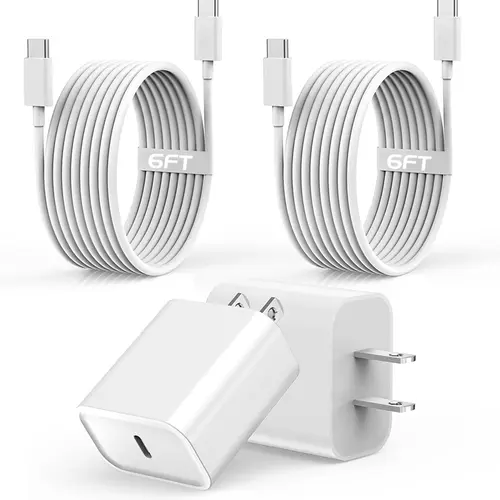 RXVNPXI 4-Pack Kit 6ft Type-C Cellphone Charger Block with USB-C Cables, High Efficiency Electronic Phone Accessories for iPhone 17/16 Series/15 Pro Max & Samsung (White)