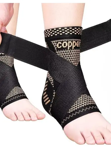 2PCS Copper Ankle Brace Adjustable Compression Sleeve (Pair)-Ankle Support Heel Brace for Achilles Tendonitis, Plantar Fasciitis-Eases Swelling and Sprained Ankle,summerwins