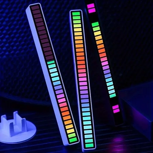 Joytutus Multifunctional RGB Car Light Bar - USB-Powered, Voice-Controlled, Sound-Sensing Rhythm Sync, 32 LEDs, 12 Modes, 5 Speed Settings, 5-Level Brightness, Adjustable Light Color, Gaming/Party Ambient Lighting Enhancer for Desktop/Car