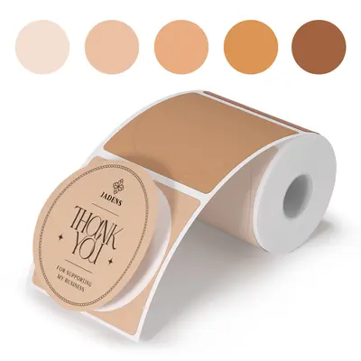 JADENS 2-Inch Brown Circle Direct Thermal Sticker Labels, Self-Adhesive Round Labels for Business & Home Use, 400 Sheets per Roll, Direct Thermal Stickers
