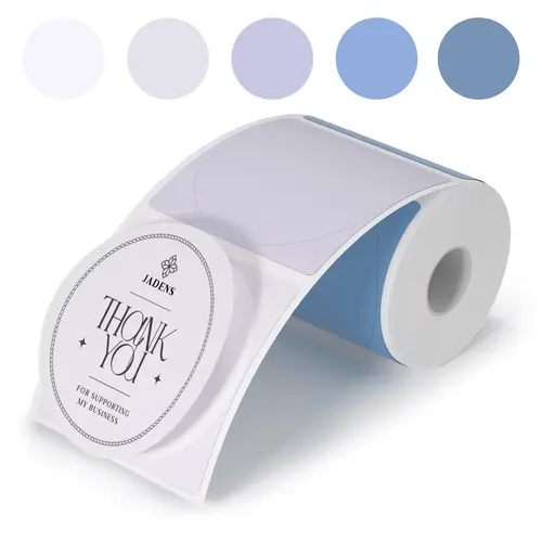JADENS 268BT 2-Inch Round Office Adhesive Labels & Stickers, High Clarity Removable Easy-Peel Thermal Printing Waterproof Blank Minimalist Modern Labels, 400 Sheets/Roll, Morandi Colors, Business Use for Branding & Inventory Management