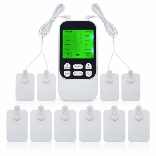 Compact Rechargeable Muscle Massage Unit - 10 Modes, Dual Channel, 30 Intensity Levels, 10 Pads, Neck & Legs Use, Muscle Recovery, Smart Wearable Accessory, Gift for Him