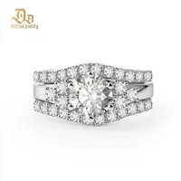 Delzzad 2ct Timeless Embrace Promise Ring Wedding Ring Set Triple Engagement Stacking Ring The Grace Bridal Set VVS Synthetic Moissanite Ring Jewelry Copper Band  Solitaire Stackable Rings