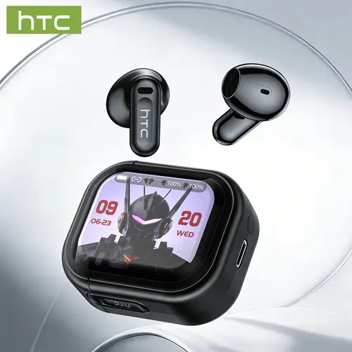 HTC NE20 Bluetooth 6.0 Wireless Earbuds - LED Display, High Fidelity Sound, Waterproof, Built-in Microphone, AI Real-Time Translation Wireless Earbuds Smart Earphones & Headphones for Office, Sports Use, Real-Time Translation Smart Earphones & Headphones