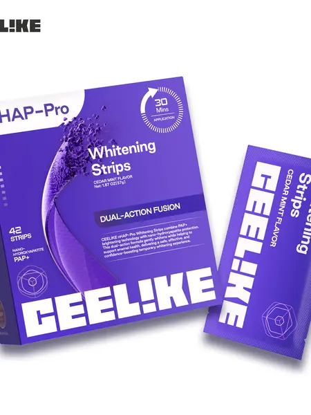 CEELIKE  Purple Teeth Whitening Strips  With Free Cheek Retractor - 7/21 Whitening Sessions -Nano-Hydroxyapatite Safe for Enamel - Non Sensitive Teeth Whitening - Peroxide-Free