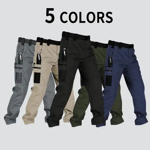 HOMUG Men's Solid Color Tactical Work Pants,230g/m² new fabricwith Multiple Pockets and Zipper Closures, Durable Outdoor Training Pants, Available in Multiple Colors, Fishing, outdoor activities, work, hiking, campingSuitable for Spring and Autumn Wear.,S
