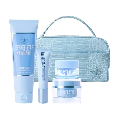 Wyoming Winter 2 Ready to Glow Bundle - Includes Wyoming Winter Cream Cleanser, Wyoming Winter Eye Cream, Wyoming Winter Ultra-Rich Crème Moisturizer, Wyoming Vanilla Lip Mask, & Double Zip Travel Makeup Bag