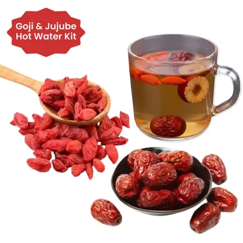 Chinese Baddie Hot Water Kit With Goji Berries and Jujube/Red Dates  - Traditional Natural Nourishing Tea Wellness Kit - Herbal Beverage