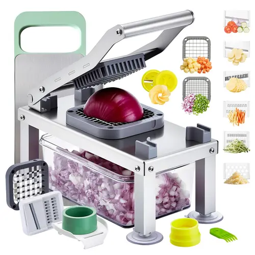 【DealsForYouDays】VEVOR Vegetable Chopper Mandoline Slicer,  , All-in-1 Food Veggie Cutter with 9 Stainless Steel Blades, Cheese Grater Onion Potato Dicer with Container,Salad Spiralizer Kitchen Gadgets&Essentials
