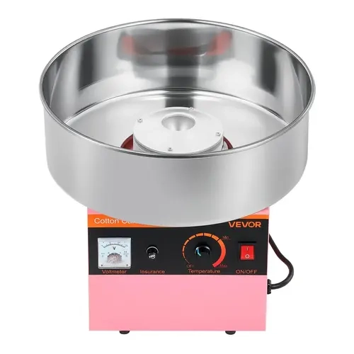 Pink Commercial Candyfloss Machine - 1000W Heating Rust-Proof Stainless Steel Electric Maker, Voltage Knob Fine Tuning, Overheat Guard, Corded Round Head, 3.7oz Capacity, 1hr Continuous Performance for Home Users & Parties