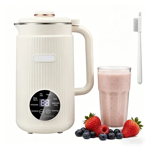 1.2L High-Speed Stainless Steel Juicer Blender - 48-Edge Stainless Steel Cutting System, Timer Control, Keep-Warm, Drink Maker, Almond Milk Making, Blendable, Small Footprint White Home Kitchen Appliance, Valentine's Day Gift, 1x Cleaning Brush