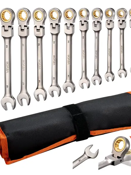 【DealsForYouDays】VEVOR  Multifunctional Flex-Head Ratcheting Wrench SetMetric 8 mm-19 mm72 Teeth Cr-V Steel Flexible Combination Wrench SetCar & Automotive Tools with Roll Up Pouchfor Household & Automotive RepairsMultifunctional Wrench Set
