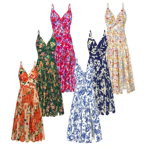 Grace Karin Women's Modest 2-Piece Floral Print Swimwear Set - V-Neck Tummy Control Shapewear, Flowy Polyester Blend Cover-Up Skirt, Adjustable Straps, High Stretch, Quick-Dry for Beach Days, Sun Protection, Plus Size