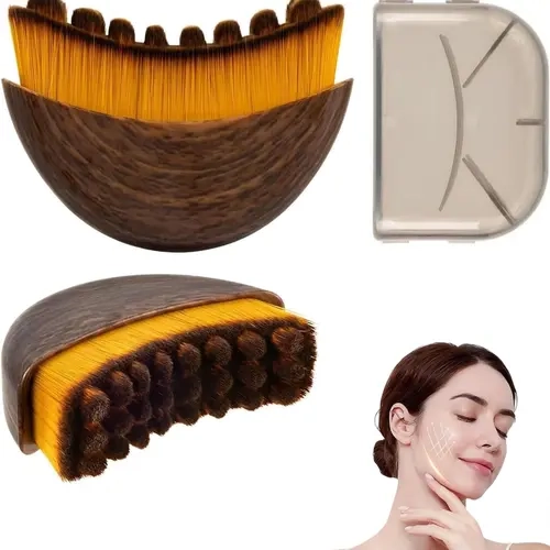 Face Lymphatic Contour Brush - Plastic Facial Care Tool for Circular Motion Dry Brushing, Lower Jaw Focus, Gentle Massage, Pore Control, Spa-Like Drainage, Firming-Lifting, Revitalizing, Sensitive Skin Safe, Alcohol-Free, Avoid Eyes, Daily Use