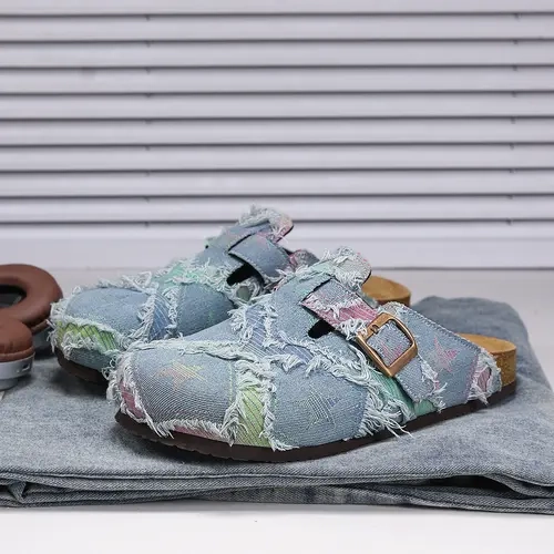 Perfect Valentine's Day Gift, Unisex All-Season Softwood Slippers, Fashionable Patchwork Star Design, Patchwork Design Slides, Casual Denim Fabric Slide Slipper Shoes, Sliders Shoes, Footwear, Trendy Casual Slippers