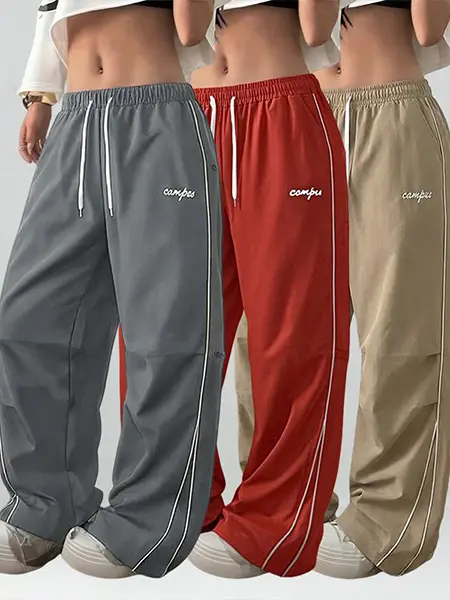Pack of 1–3 — Women’s lightweight summer sports pants,plad pants  thin, soft, and comfortable; loose fit for plus sizes! Floor-length casual pants, gray, comfortable design; sports-casual style bottoms for gym wear and street dance outfits.