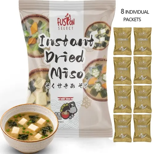 Fusion Select Freeze-Dried Miso Soup Packets, 8 Individual Packets per Bag, Japanese-Style Instant Miso Soup Mix, Quick & Easy to Prepare, Tofu Miso & White Miso Options