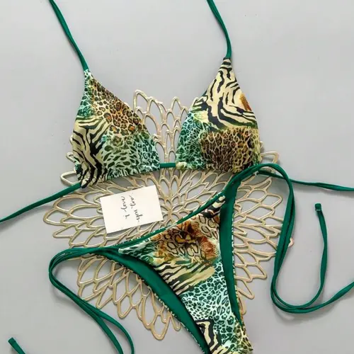 2026 Sexy Vintage Leopard Print Bikini, Two-Piece Set for Women, Lace Up Bikinis, Tie Side Bikini, Bikini Swimsuits
