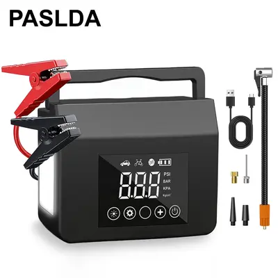 【PASLDA】4000A Portable Car Jump Starter with 150PSI Air Compressor & Digital Tire Inflator, Type-C Quick Charge Power Bank - Men's Car Accessory, Auto Accessory, Portable Charger, Gifts for Him