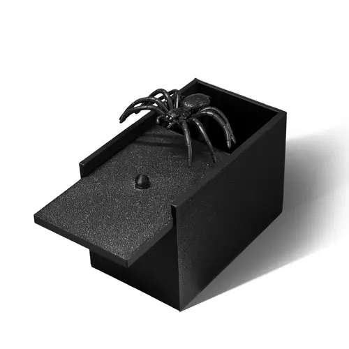 Unisex Lifelike Plastic Jumping Spider Prank Toy Box - Artificial Imitation, Glossy Eyes, Fur-Textured Legs,Spring Mechanism, Realistic Shock Factor, Creative Prank Gift for Dorm Room & Game Night