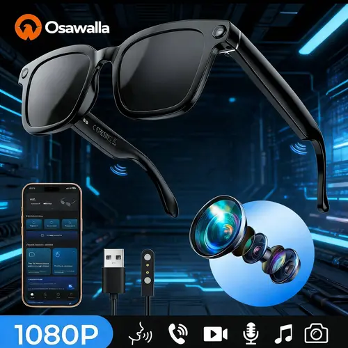 AI Smart Glasses with Camera and Audio, 8MP HD Camera Glasses for Men Women,1080P Video Recording Glasses,Real Time Translation,Voice Assistant, Open-Ear Audio for Travel, Meetings & Vlogging