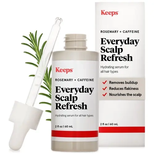 KEEPS Everyday Scalp Refresh Serum - Scalp Treatment for Nourishing, Exfoliating & Hydrating - Improves Scalp Health, Reduces Buildup & Flakiness - Caffeine, Rosemary Oil, Salicylic Acid, Hyaluronic - 2 oz dropper