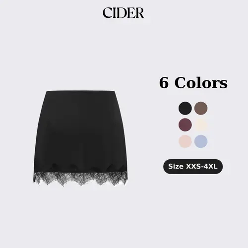 Cider Low Rise Lace Trim A-line Mini Skirt