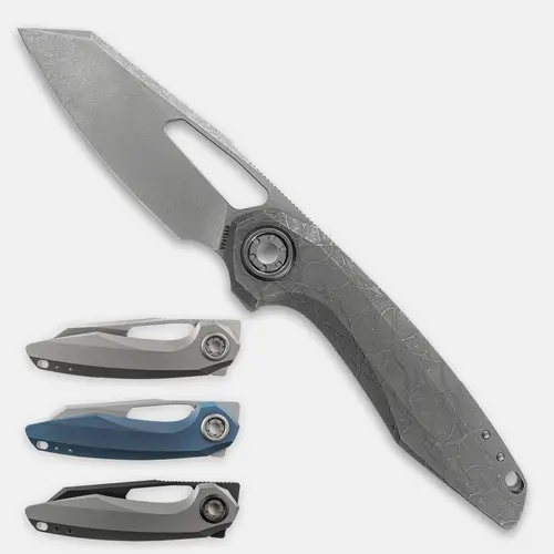 Vosteed Thunderbeast Pocket EDC Folding Knife - 3.49" M390 Blade, Thumb Hole &Front Flipper  &Back Flipper, Non-Reversible &Titanium Steel, Titanium Handle