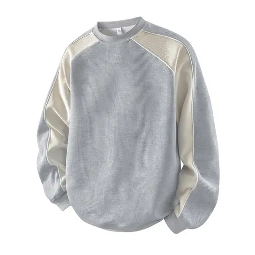 Color-block sweatshirt; men’s new autumn sports top; casual base layer; trendy crewneck sweatshirt; polyester fiber fabric; men’s spring patchwork loose long-sleeve sweatshirt with a segmented design; suitable for everyday wear; #fathersdaygift#SummerWins